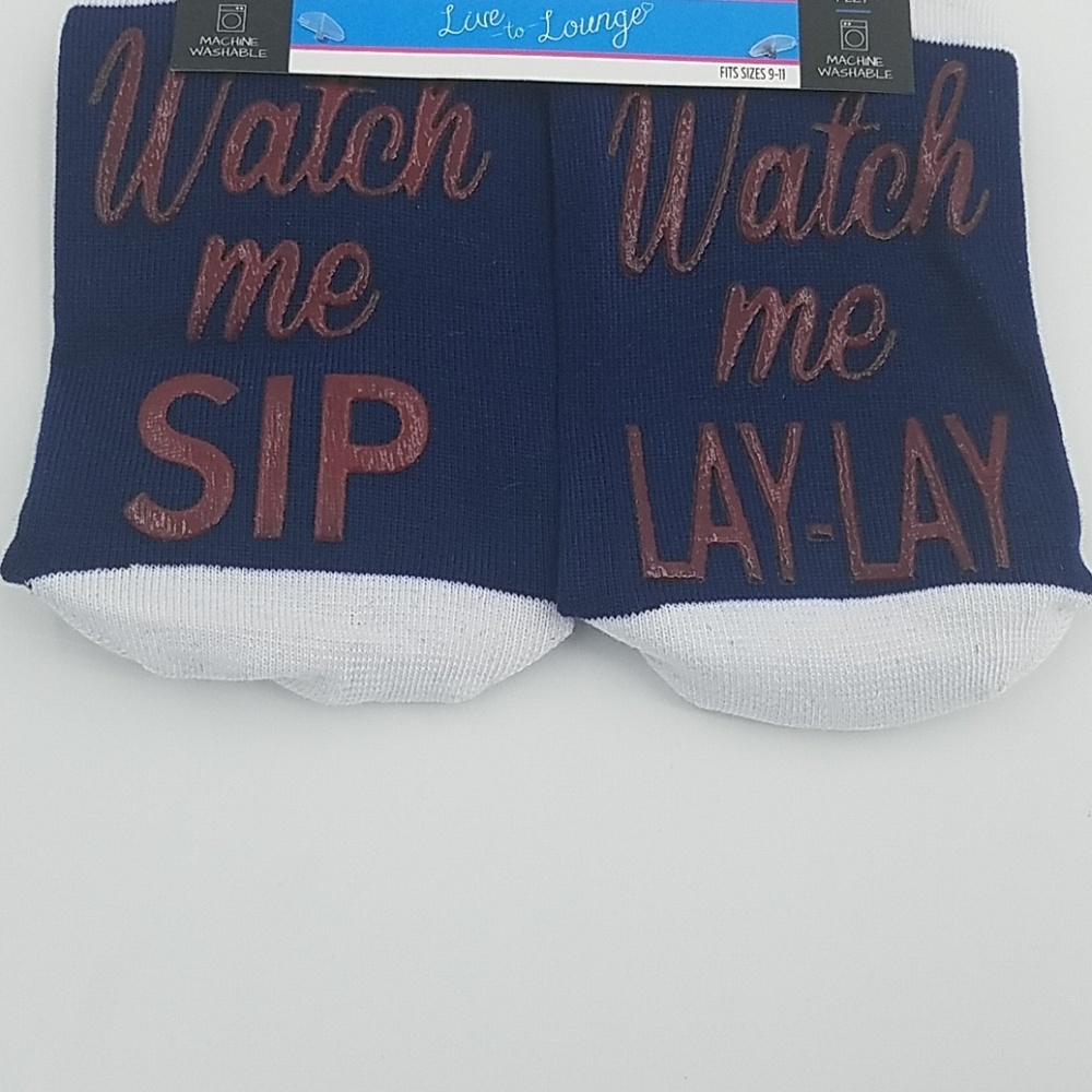 ⚡🎈➡️NWT Watch me SIP Watch me LAY-LAY Ankle Sock